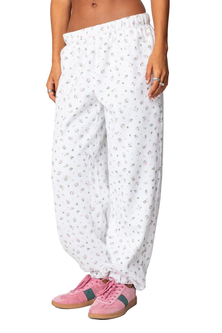 Floral Oversize Sweatpants, Alternate, color, CREAM