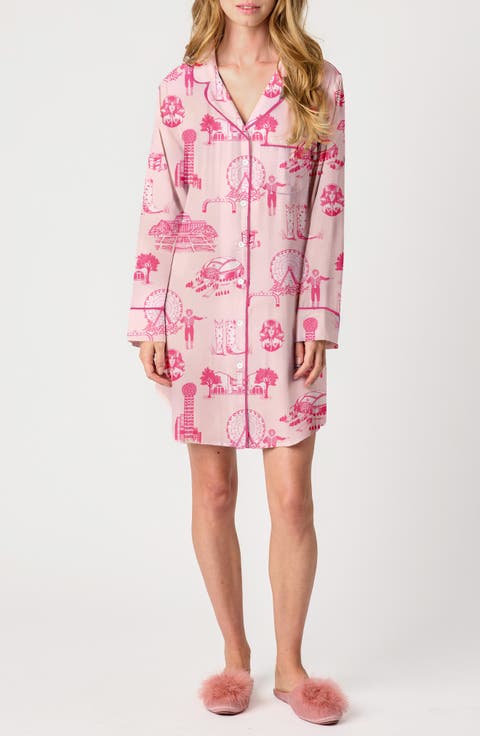 Dallas Toile Cotton Blend Sleep Shirt