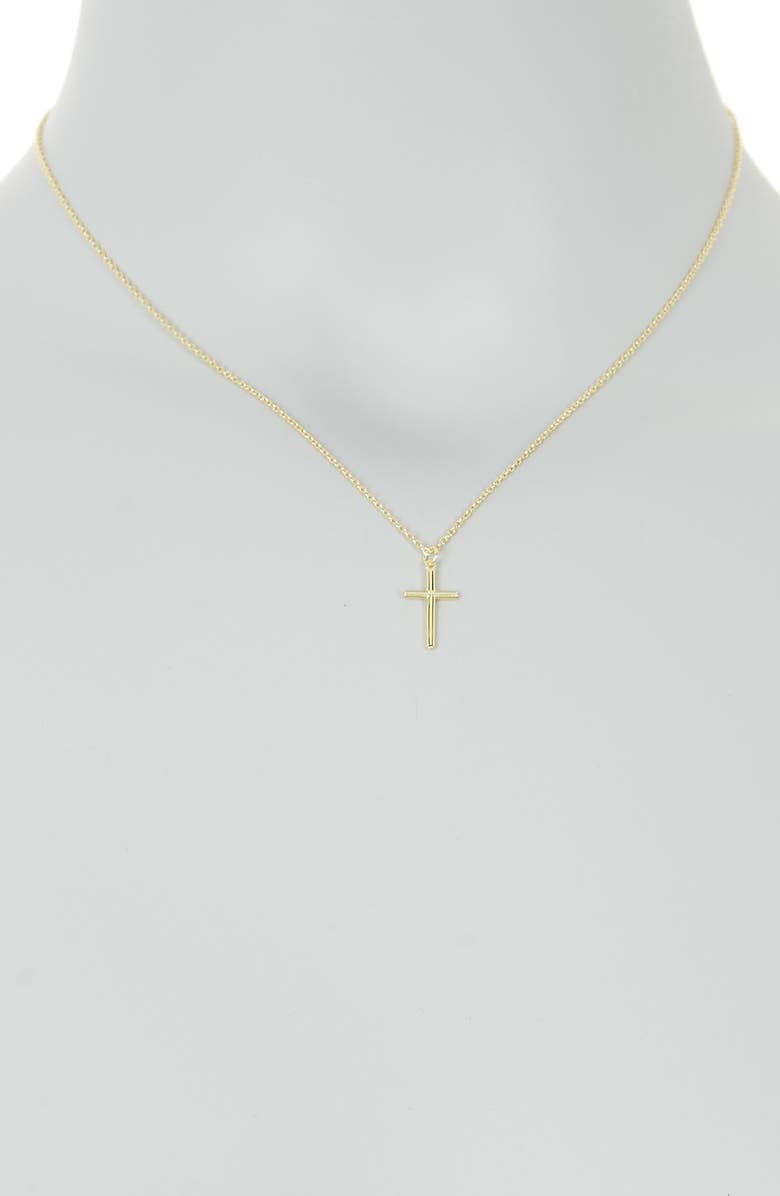 Argento Vivo Sterling Silver Sterling Silver Cross Pendant Necklace, Alternate, color, Gold
