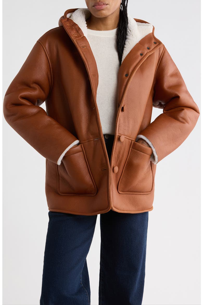 Jackie Genuine Shearling Hooded Coat, Main, color, COG