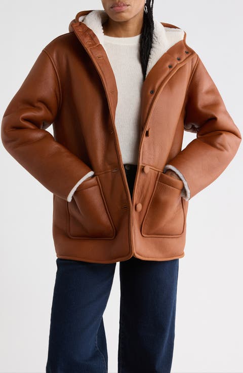 Jackie Genuine Shearling Hooded Coat