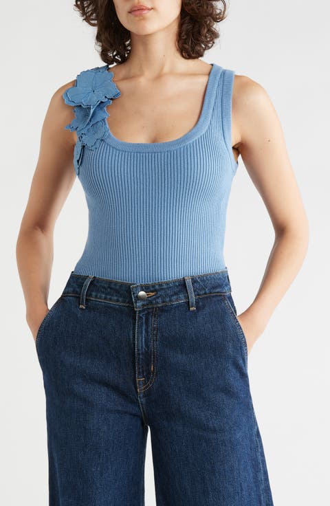 Floral Appliqué Sweater Tank