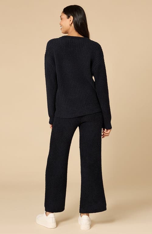 Softies Waffle Marshmallow V-neck Lounge Set In Black
