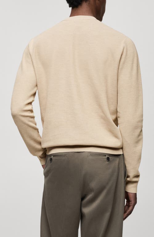 Mango Microstructure Crewneck Sweater In Sand
