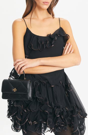 Mini Kira Diamond Quilted Leather Top Handle Bag