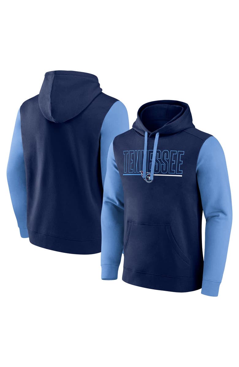 FANATICS Men's Fanatics Navy/Light Blue Tennessee Titans Outline Pullover Hoodie, Main, color, 