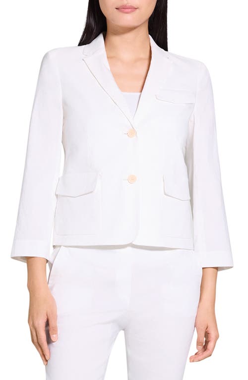 Theory Shrunken Linen Blend Jacket In White