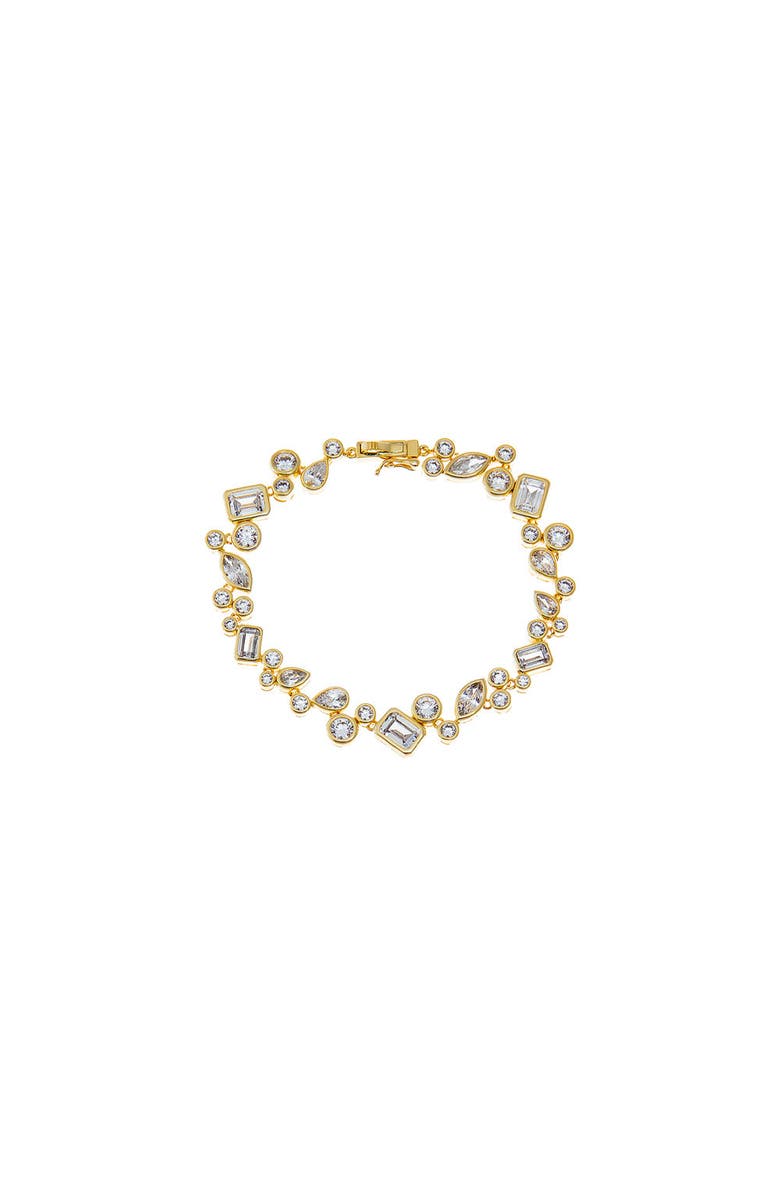 BY ADINA EDEN CZ Bezel Scattered Shape Tennis Bracelet, Main, color, Gold