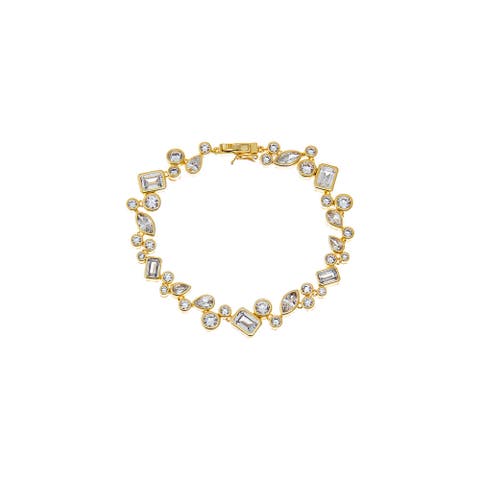 CZ Bezel Scattered Shape Tennis Bracelet