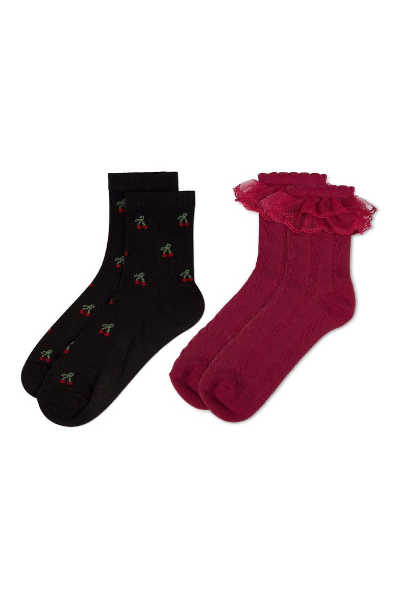 Assorted 2-Pack Cotton Blend Crew Socks, Main, color, BURGUNDY