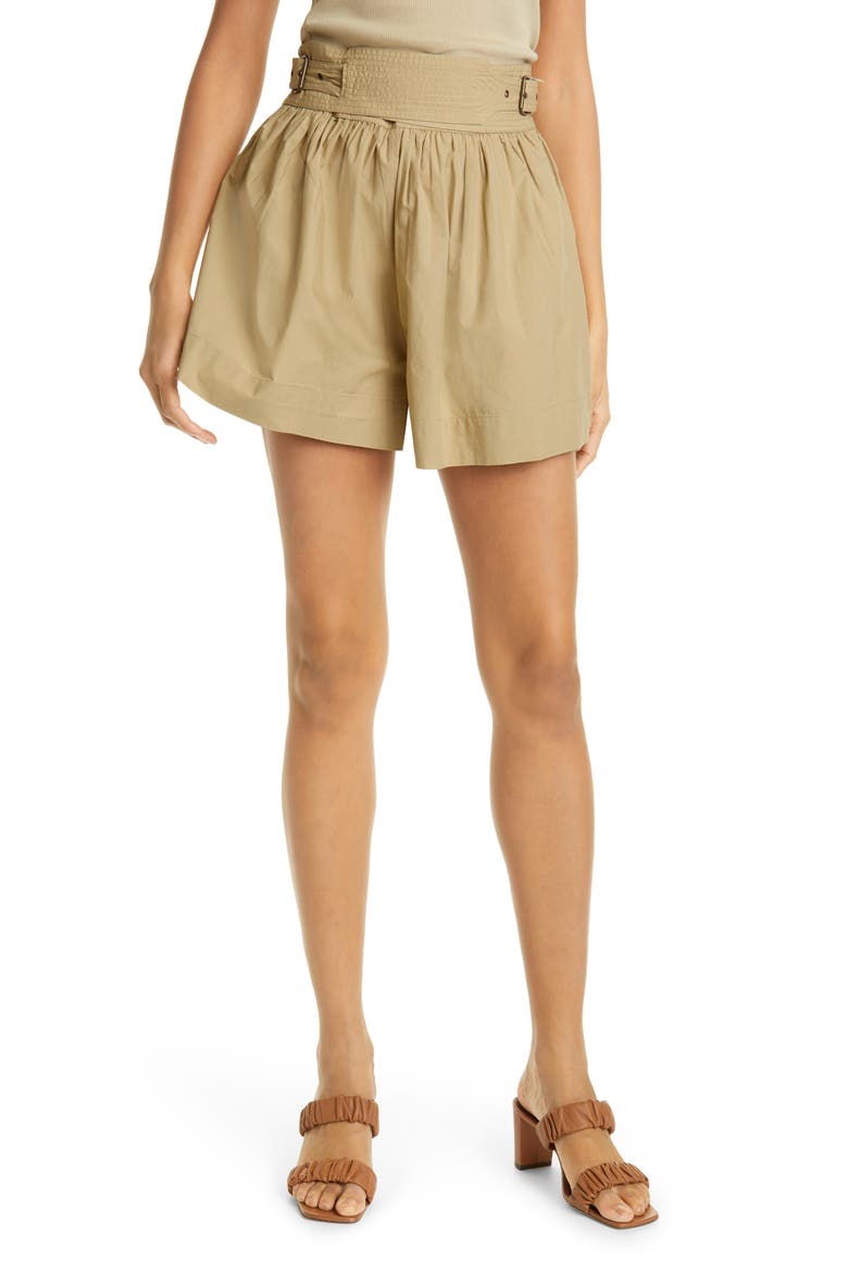 Adeline Cotton Poplin Shorts, Main, color, KHAKI