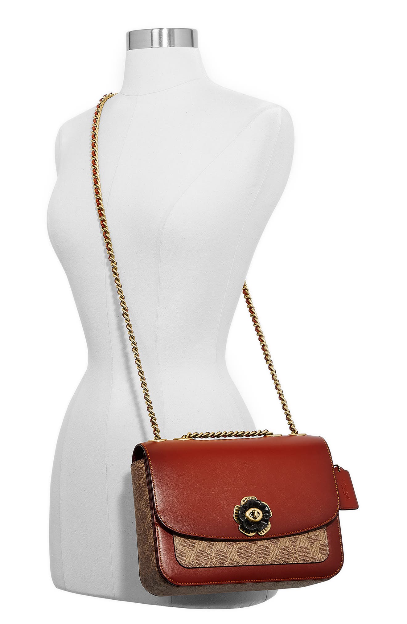 Madison Signature Canvas Crossbody Bag, Alternate, color, BRASS/ TAN RUST