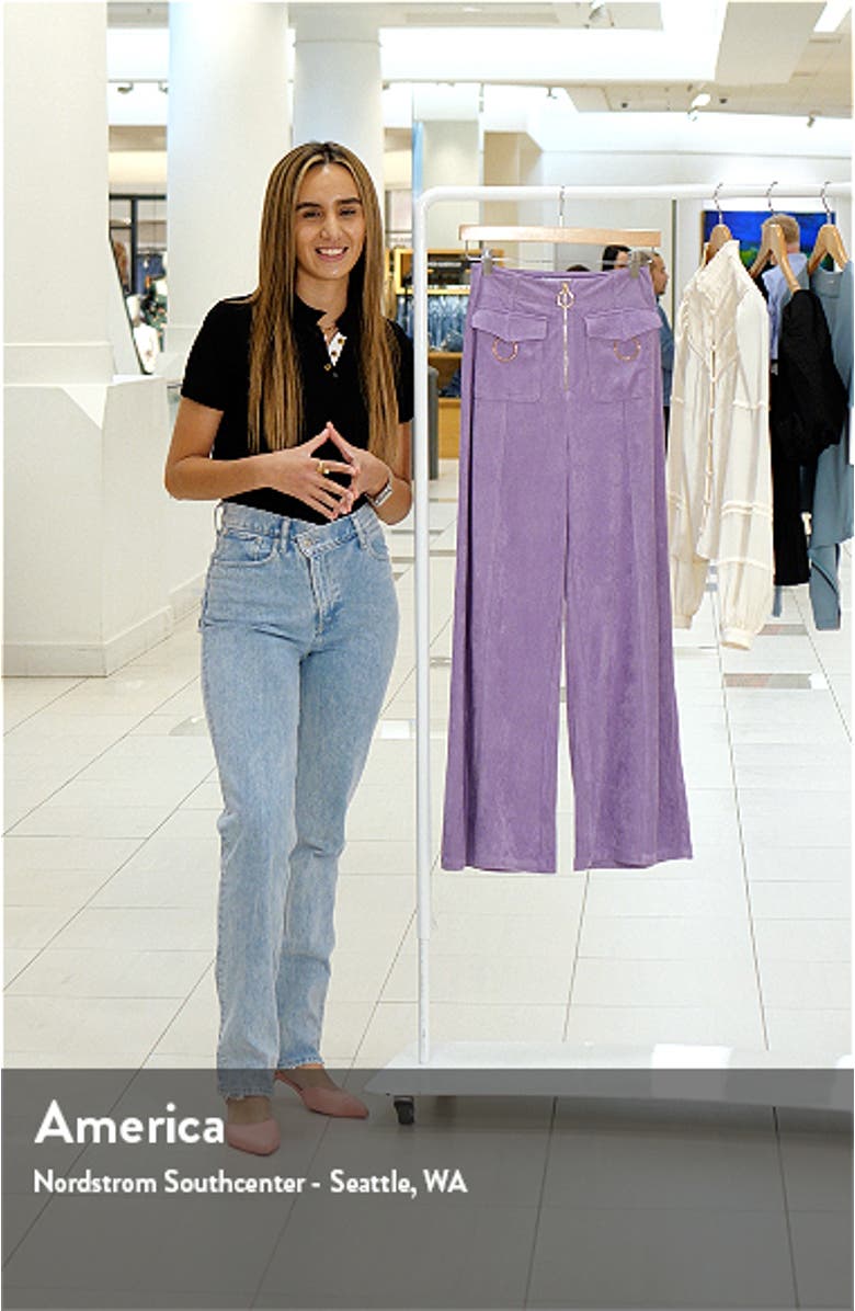 High Waist Faux Suede Wide Leg Pants, sales video thumbnail