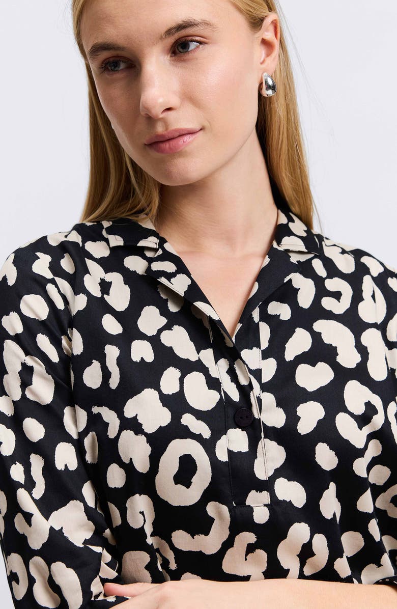 Foxcroft Sloane Animal Print Popover Shirtdress, Alternate, color, Silver Birch/ Black