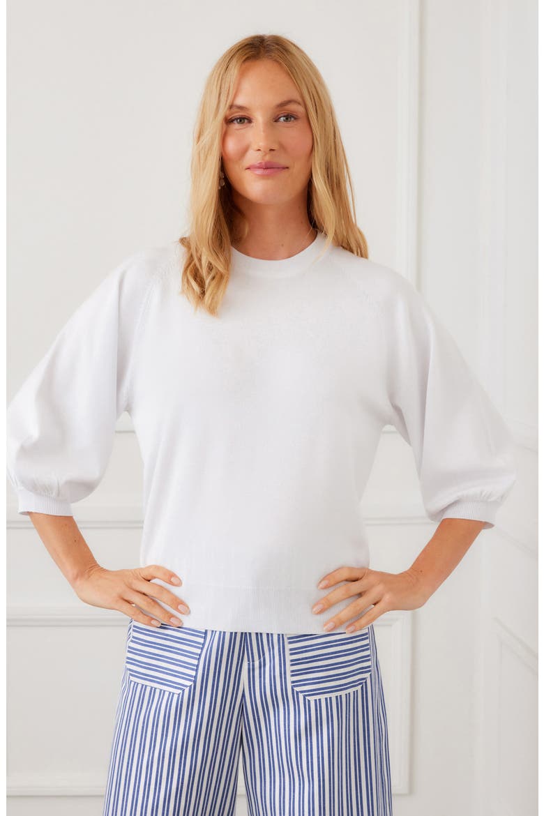 Puff Sleeve Sweater, Alternate, color, WHITE