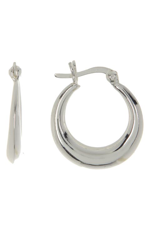 Sterling Silver Tapered Hoop Earrings
