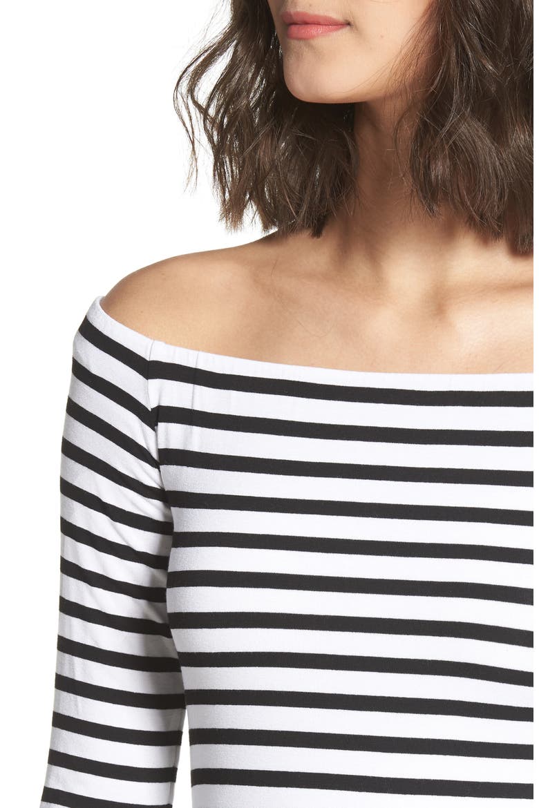 Galley Down Off the Shoulder Dress, Alternate, color, STRIPE
