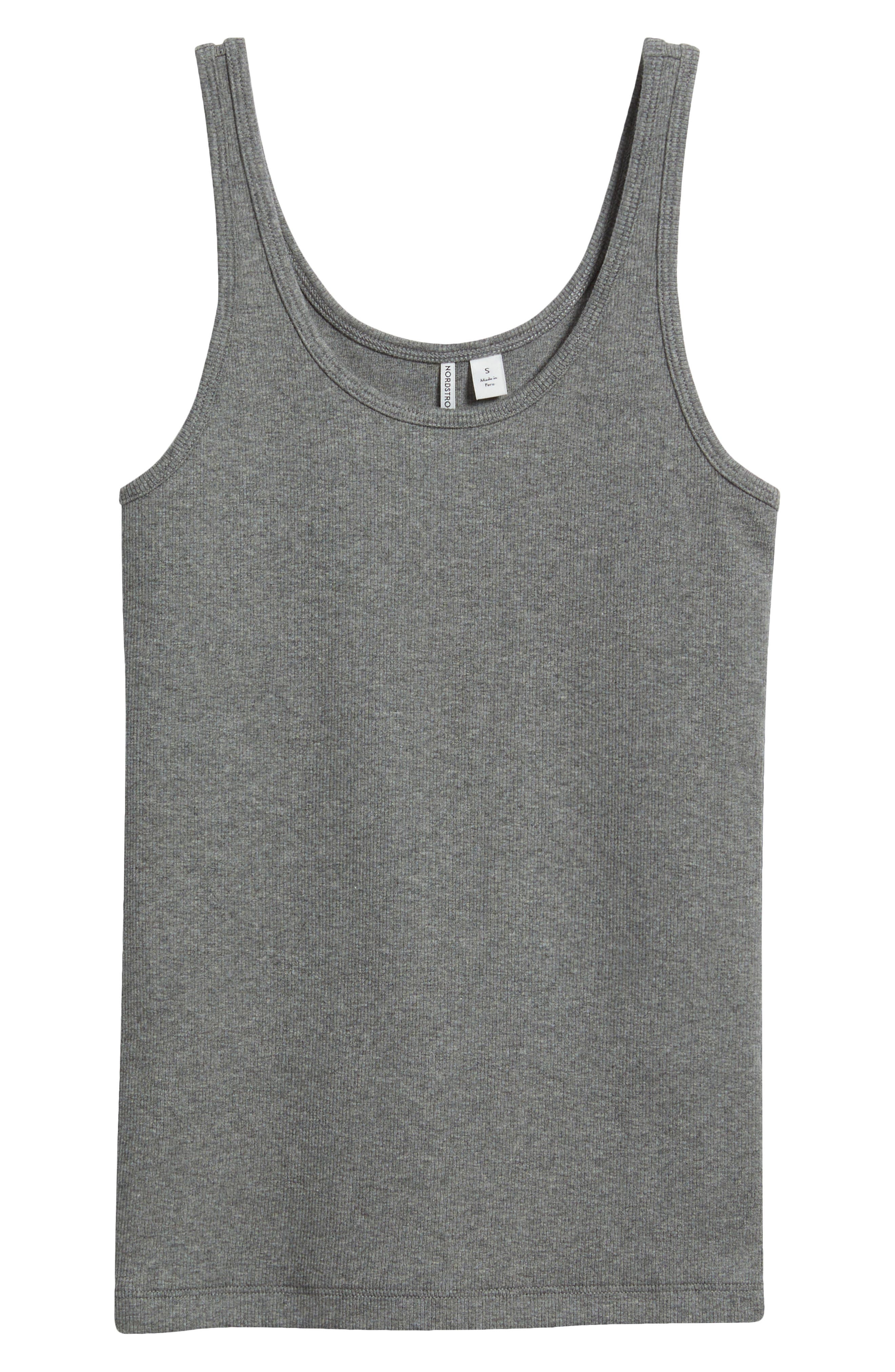 Nordstrom Rib Scoop Neck Cotton Tank In Gray