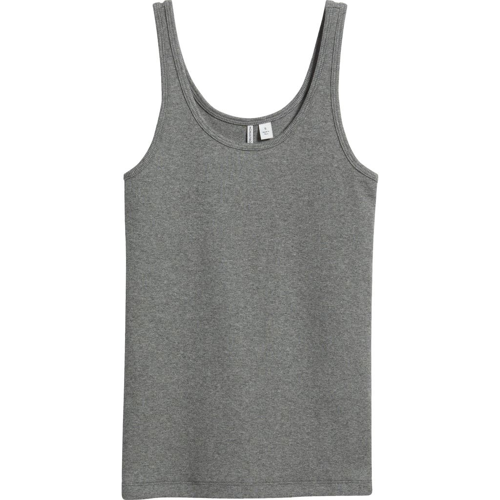 Nordstrom Rib Scoop Neck Cotton Tank In Gray
