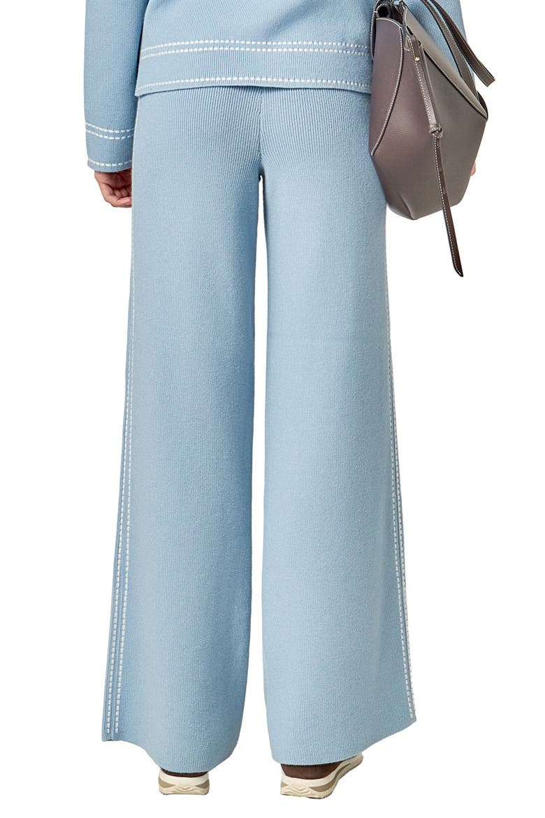 Stitch Detail Wide Leg Knit Pants, Alternate, color, SLATE BLUE