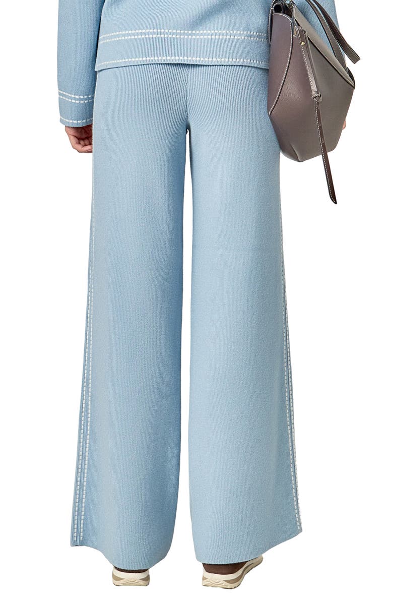 English Factory Stitch Detail Wide Leg Knit Pants, Alternate, color, Slate Blue