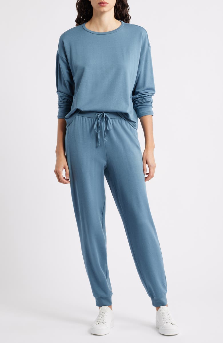 Eileen Fisher Terry Ankle Track Pants, Alternate, color, Sea Spray