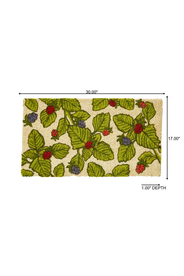Wild Berries Coir Door Mat Everyday Multi-Color Rug, Alternate, color, Green