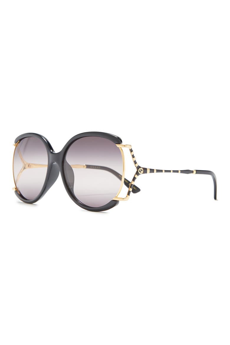60mm Round Sunglasses, Alternate, color, BLACK BLACK GREY/ GRY