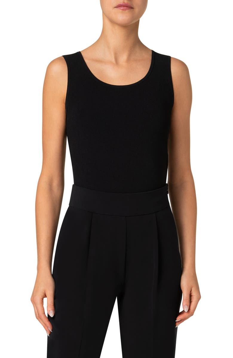 Akris punto Scoop Neck Crepe Tank, Main, color, Black