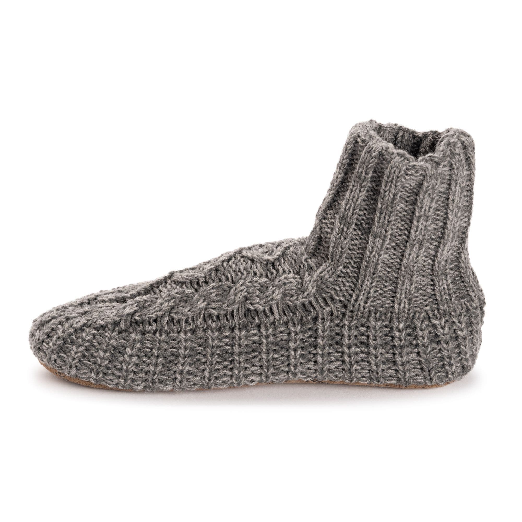 Acrylic Cabled Bootie Slippers, Alternate, color, Grey