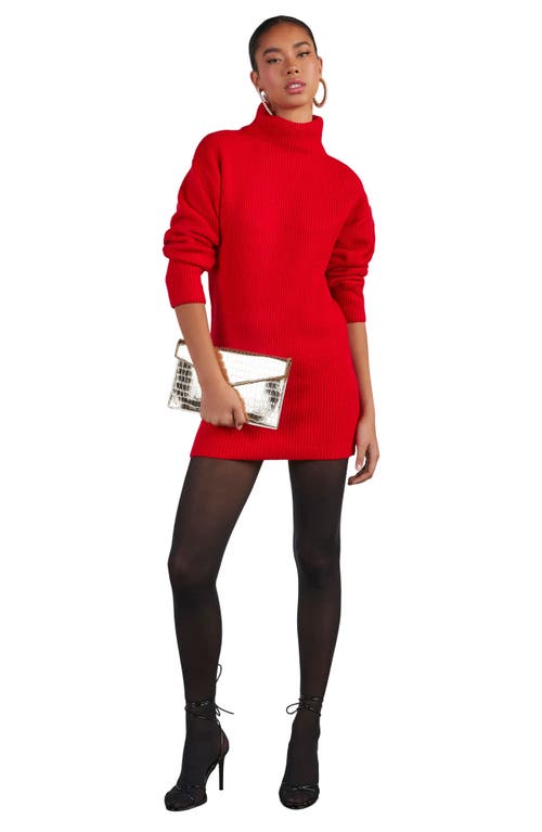 Vici Collection Uptown Turtleneck Long Sleeve Sweater Dress In Red