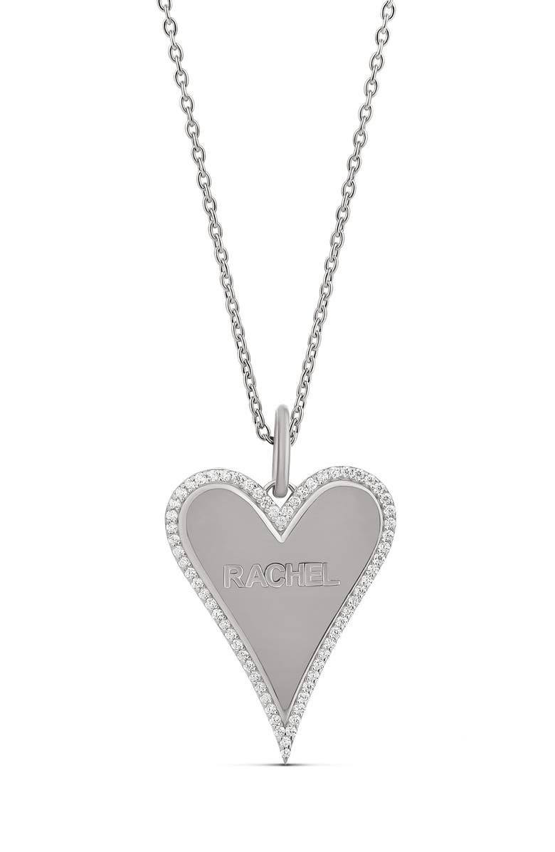 SHYMI Pavé Heart Name Pendant Necklace, Main, color, Silver