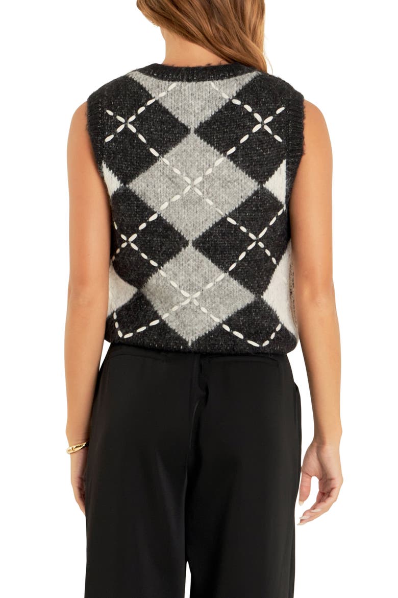 Argyle Sweater Vest, Alternate, color, BLACK