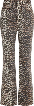 Ganni Betzy Leopard Stretch Organic Cotton Crop Jeans