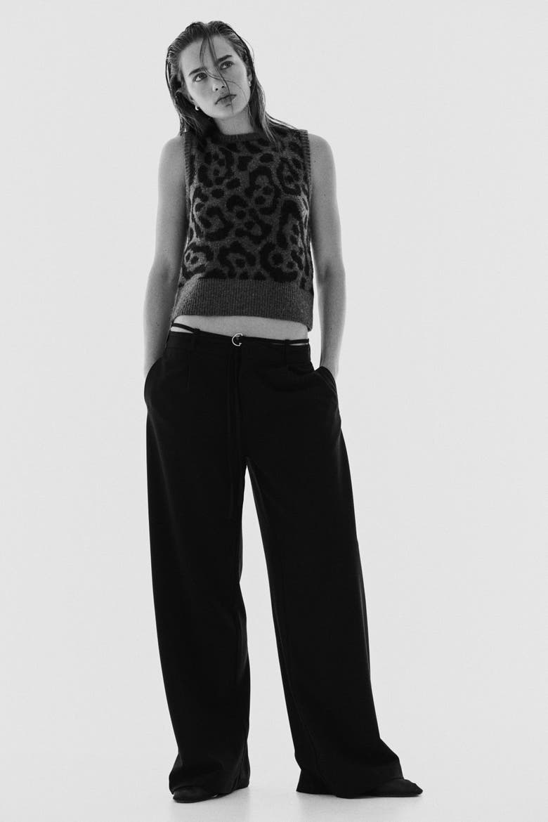 Belted Tailored Trousers, Main, color, Black