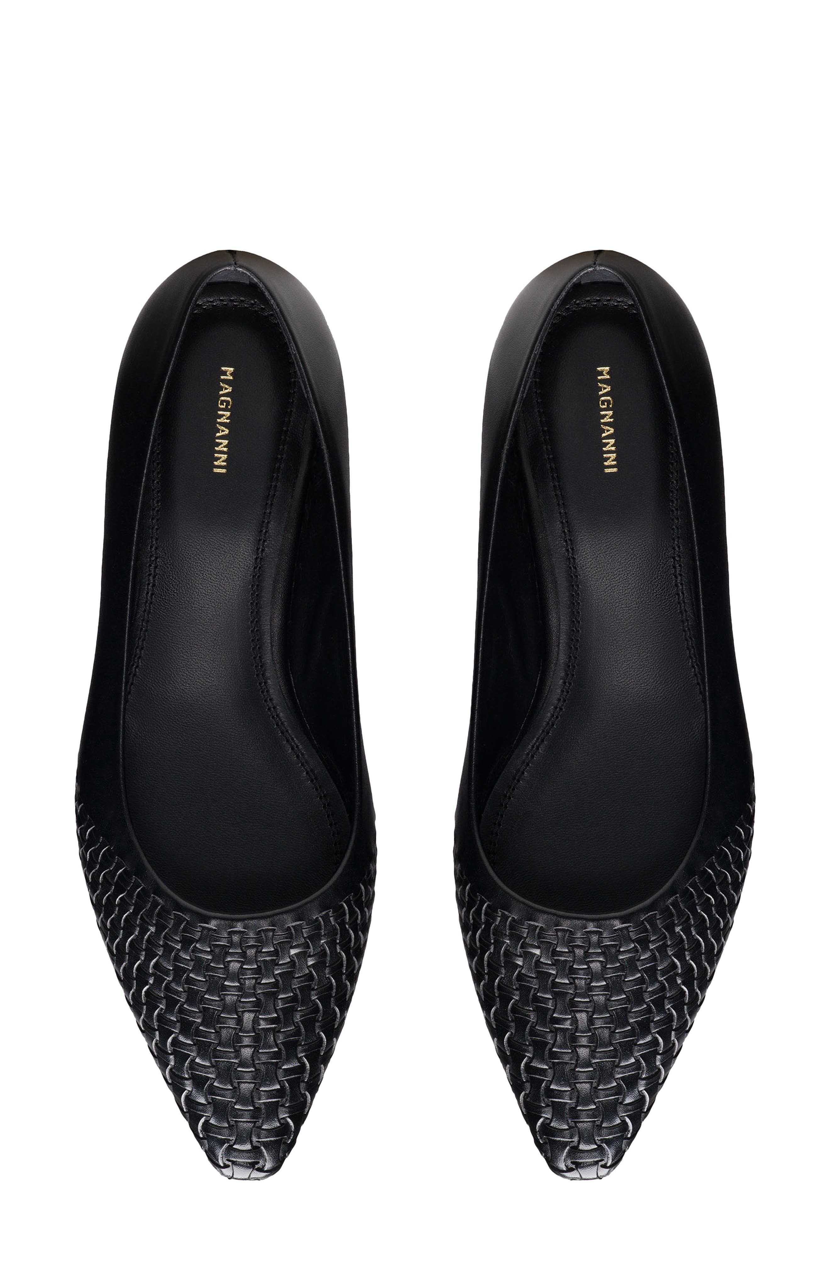 Magnanni Stasia Woven Pointed Toe Flat, Alternate, color, Black