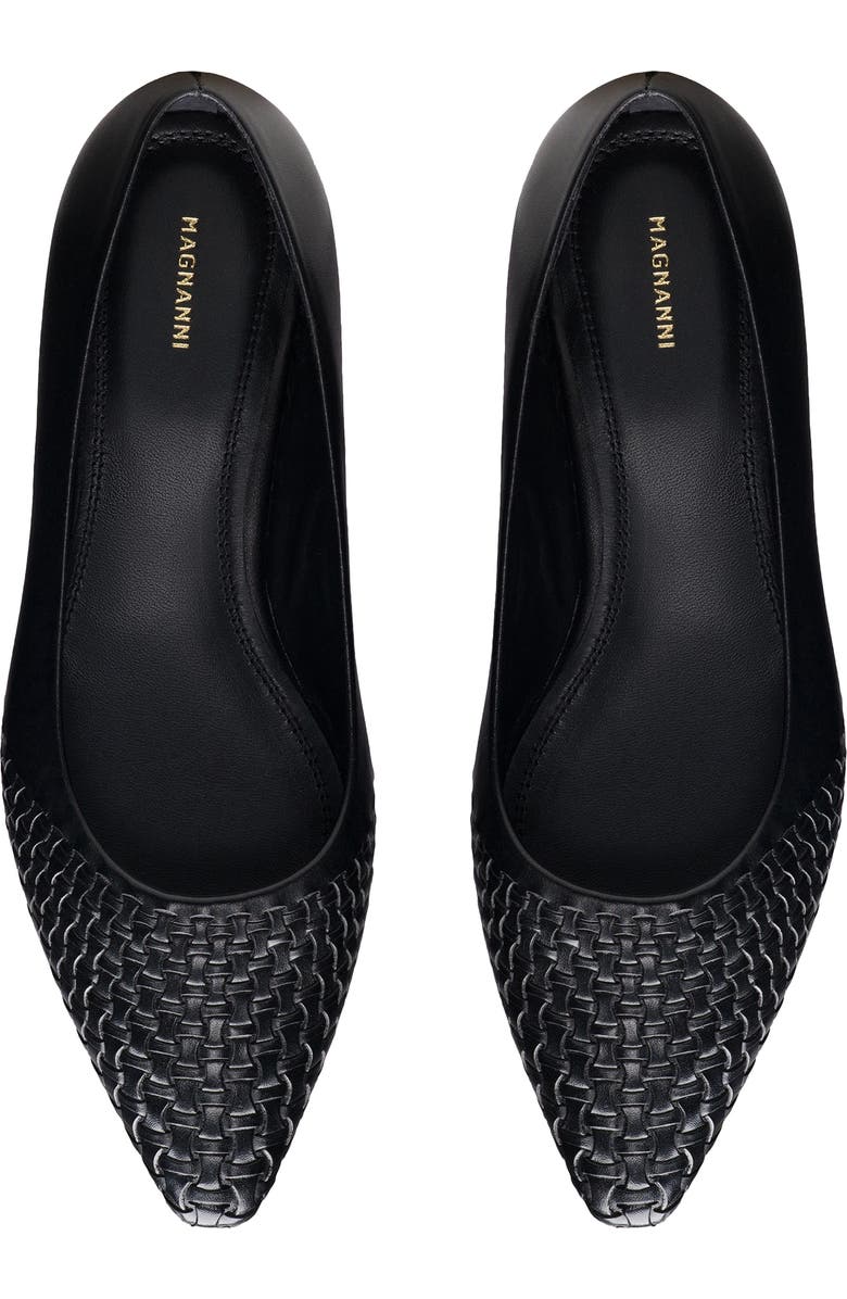 Magnanni Stasia Woven Pointed Toe Flat, Alternate, color, Black