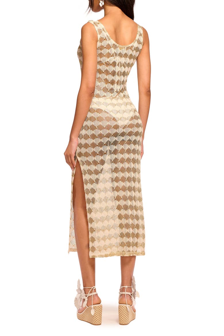 Angely Metallic Knit Cover-Up Midi Dress, Alternate, color, NATURAL/ GOLD CROCHET