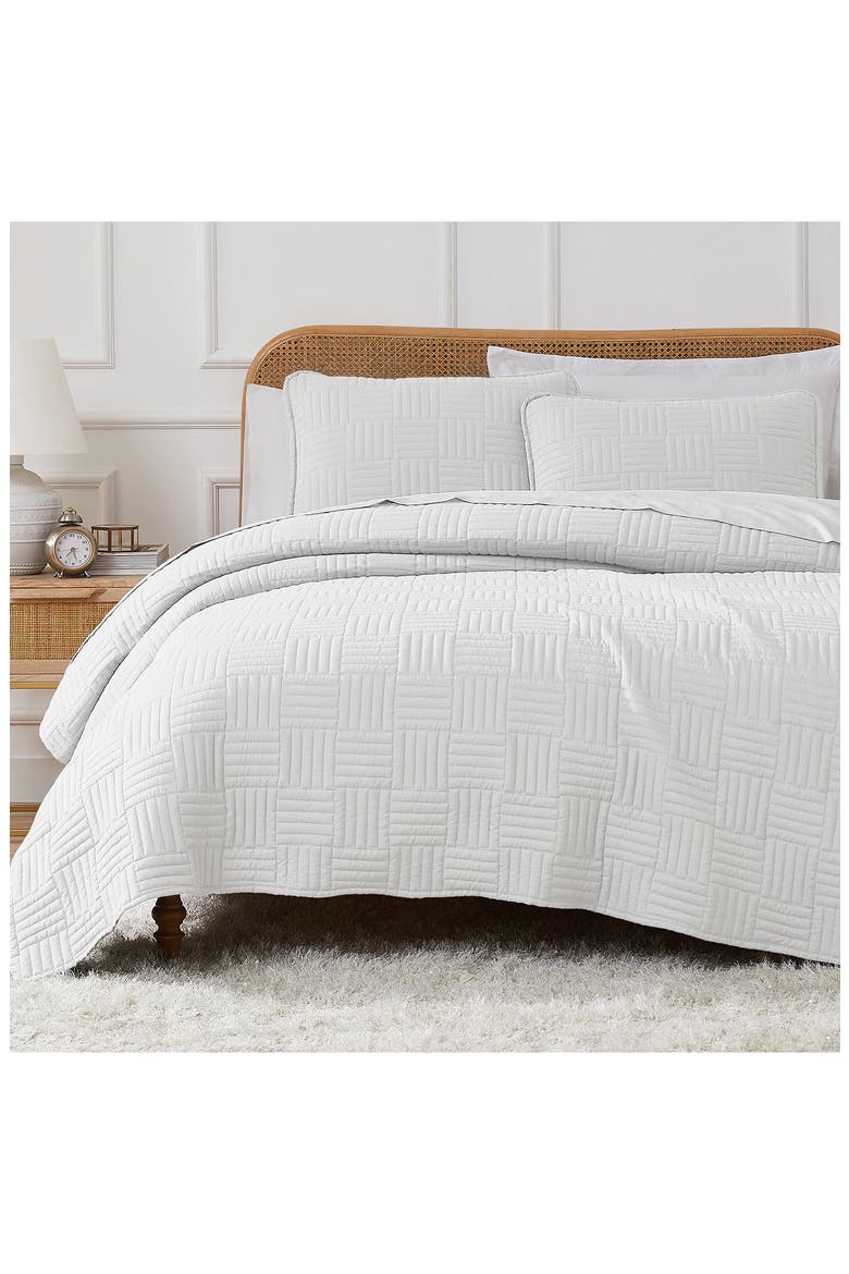 Grid Oversized Quilt Set, Main, color, WHITE