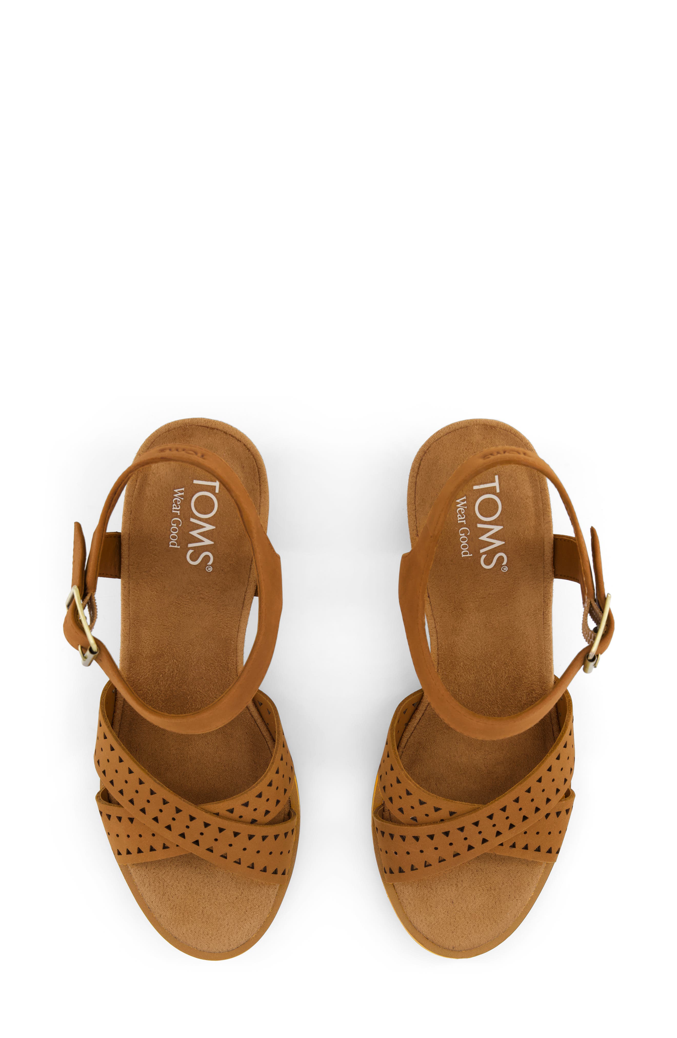 TOMS Majorca Ankle Strap Sandal, Alternate, color, Medium Brown Cut Out