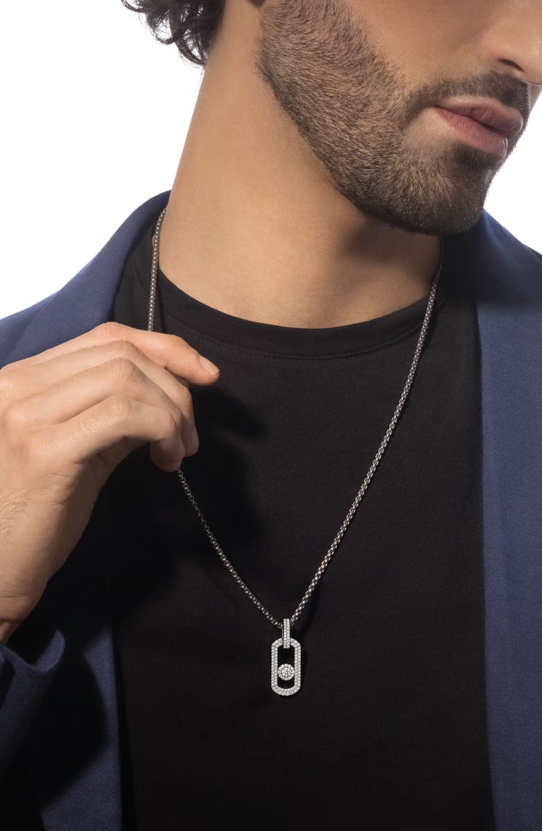 Messika So Move Pavé Diamond Titanium Necklace, Alternate, color, Titanium