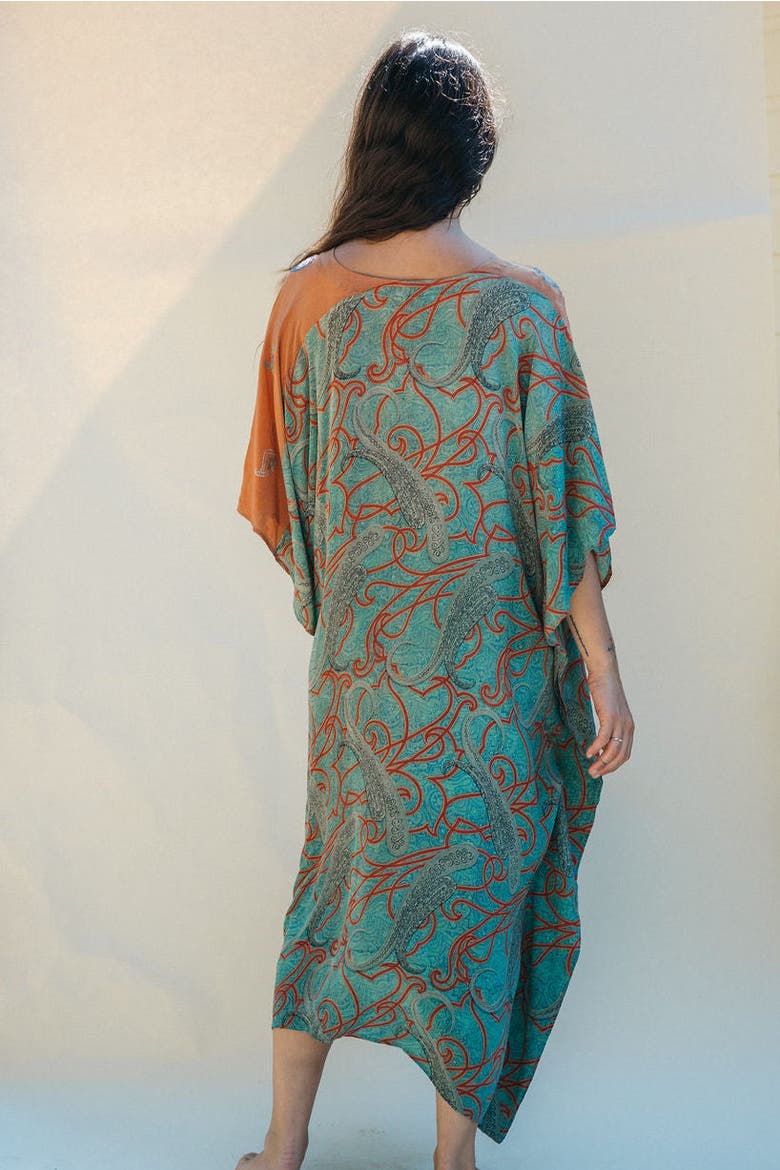 Long Caftan Indio, Alternate, color, Blue & Orange