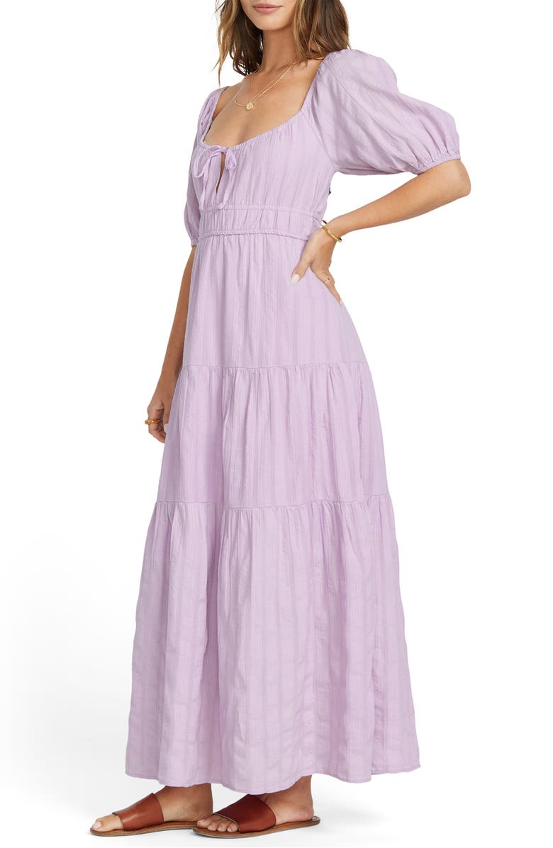 Billabong Lilac Lover Textured Stripe Tiered Cotton Maxi Dress, Alternate, color,