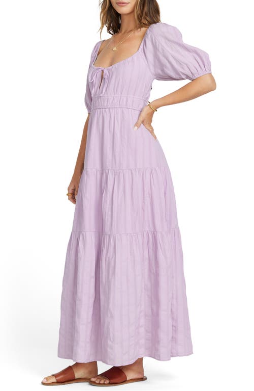 Billabong Lilac Lover Textured Stripe Tiered Cotton Maxi Dress In Peaceful Lilac