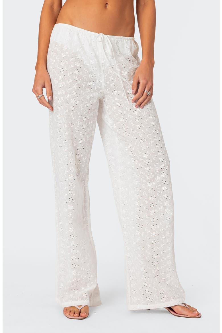 Miracle Eyelet Cover-Up Pants, Main, color, WHITE