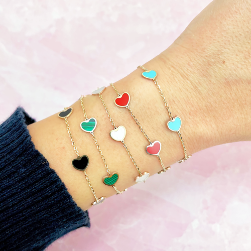 The Lovery Fine Jewelry Onyx Heart Station Bracelet In Black