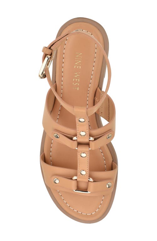Nine West Jouise Studded Gladiator Sandal In Light Natural