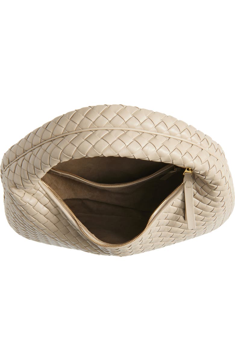 Bottega Veneta Borsa Intrecciato Leather Shoulder Bag, Alternate, color, 9614 Ecru-Muse Brass