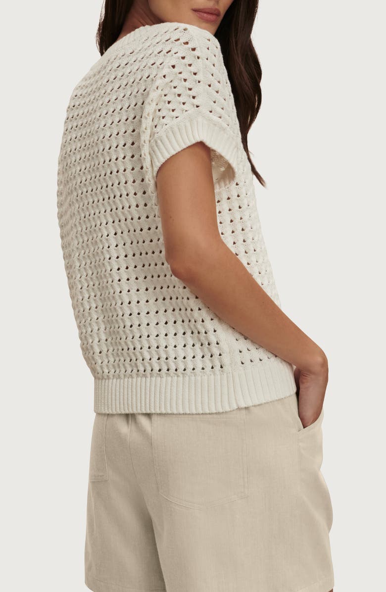 Varley Denny Pointelle Knit Top, Alternate, color, Snow White
