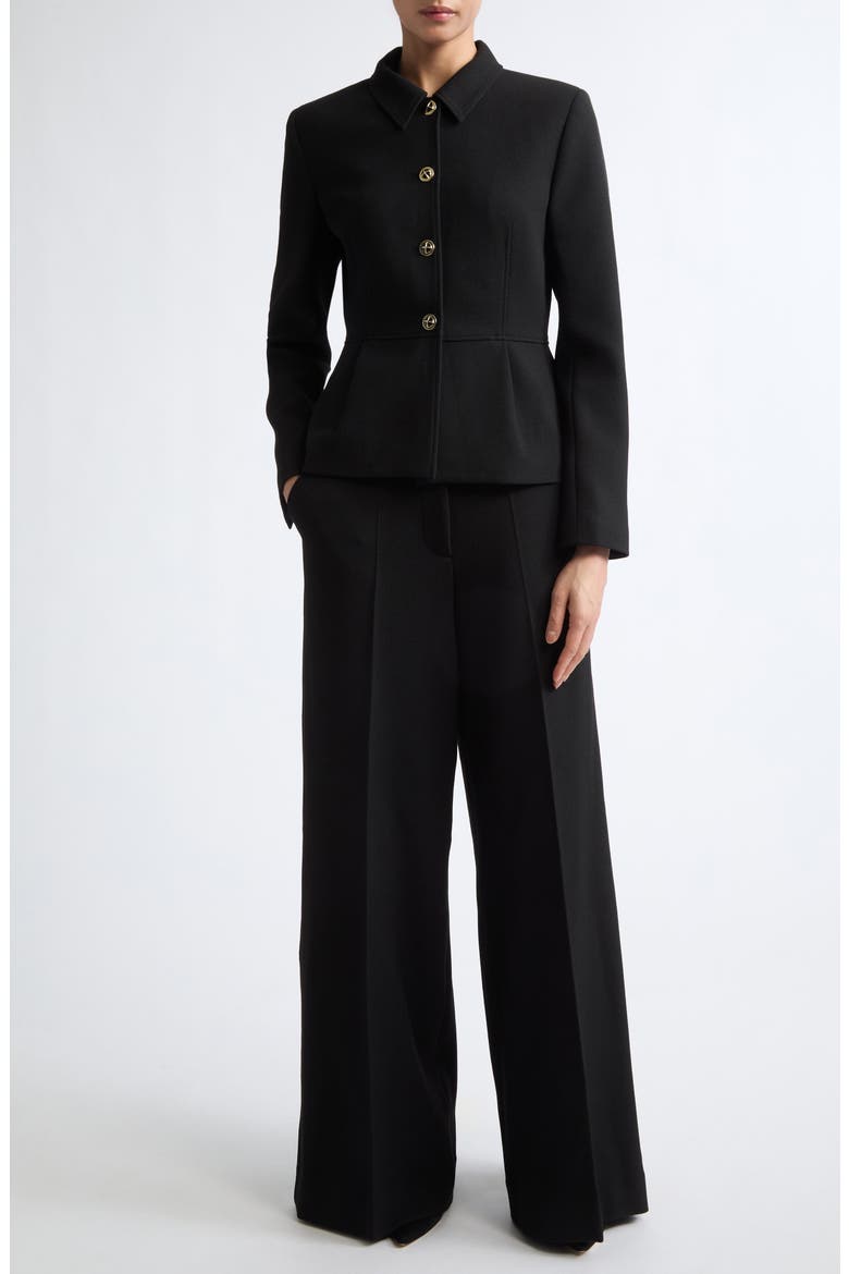 Palais Stretch Suiting Peplum Jacket, Alternate, color, BLACK